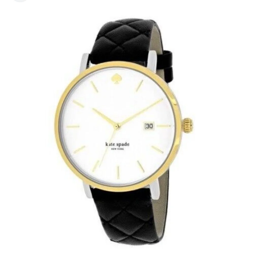 Kate Spade Metro Grand white dial black quilted leather women's watch